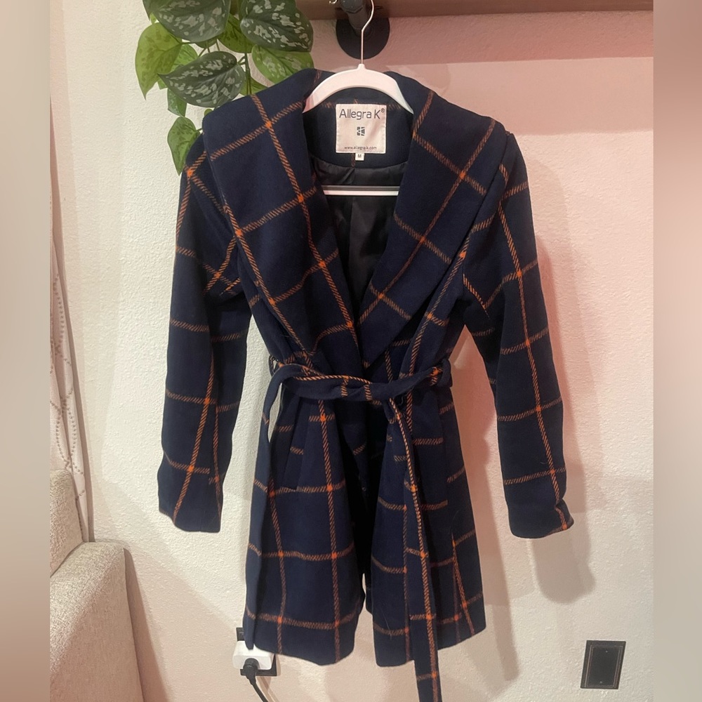 Belted plaid wrap coat